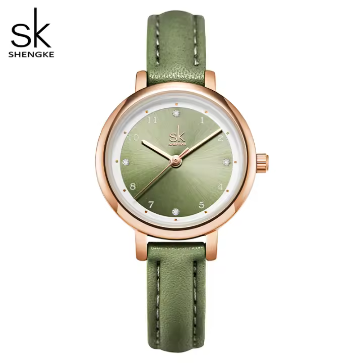 Reloj De Mujer Shengke Con Correa De Cuero Delgada Y Dial Mini Elegante Movimiento Japonés De Cuarzo Regalo Para Niña - 1