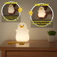 Lámpara Nocturna LED Para Niños Con Sensor De Toque Recargable Por USB Tema De Animales Como Pájaro/Cerdito/Ganso Material De Silicona/Madera Luz De Dormir Para Habitación - details 6