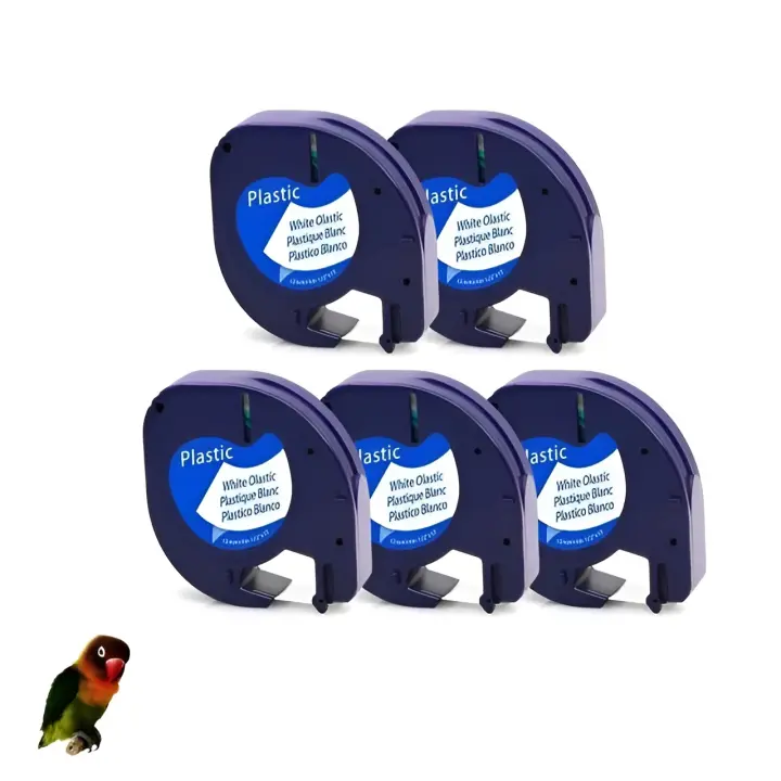 5 cintas para  DYMO LetraTag Label Maker Plus LT100H LT100T LetraTag QX50 negro-blanco 91201 - 1