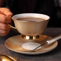 Juego de Taza y platilla de Porcelana China, Taza de café de 6,8 Oz para el té de la tarda, Textura en relieve - details 1