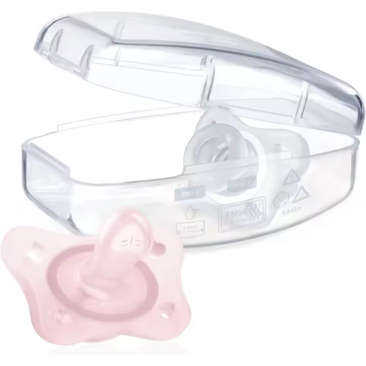 CHICCO - PhysioForma Chupete de Silicona - Apoyan la Respiración Fisiológica - Favorecen el Desarrollo Correcto de la Boca del Bebé - Pack 2 Piezas- Transparente blanco y Rosa - Edad recomendada-  0-2 Meses  Chicco PhysioForma Chupete de Silicona - 1