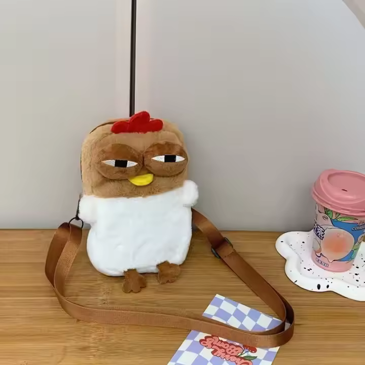 Bolso De Peluche De Pato Duro En Forma De Huevo Con Colgante De Pollo Divertido Kawaii Para Mujeres Regalo De Cumpleaños Bolsa De Mano En Forma De Hen Feo - 1