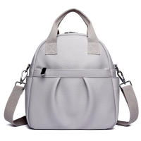 Mochila versátil para mujer, nueva mochila de estudiante de cuero suave de PU, impermeable, de color sólido, sencilla, de gran capacidad. - details 1