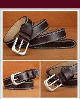 Cinturón De Cuero Genuino Para Mujer Calidad Vintage Moda Cinturón De Cintura Con Hebilla De Punta Lujo Marca Marrón Sólido DT025 - details 0
