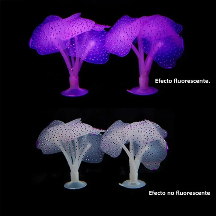 Coral Luminoso De Silicona Para Acuario Decoración Submarina Con Hojas Grandes Paisaje Acuático Accesorios Para Tanque De Peces - 1