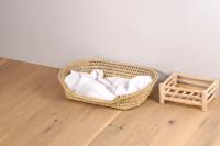 Cesta cama perros, gatos, mascotas - Cesta caña natural para animales pequeños, ovalada 37 x 26 cm - details 2