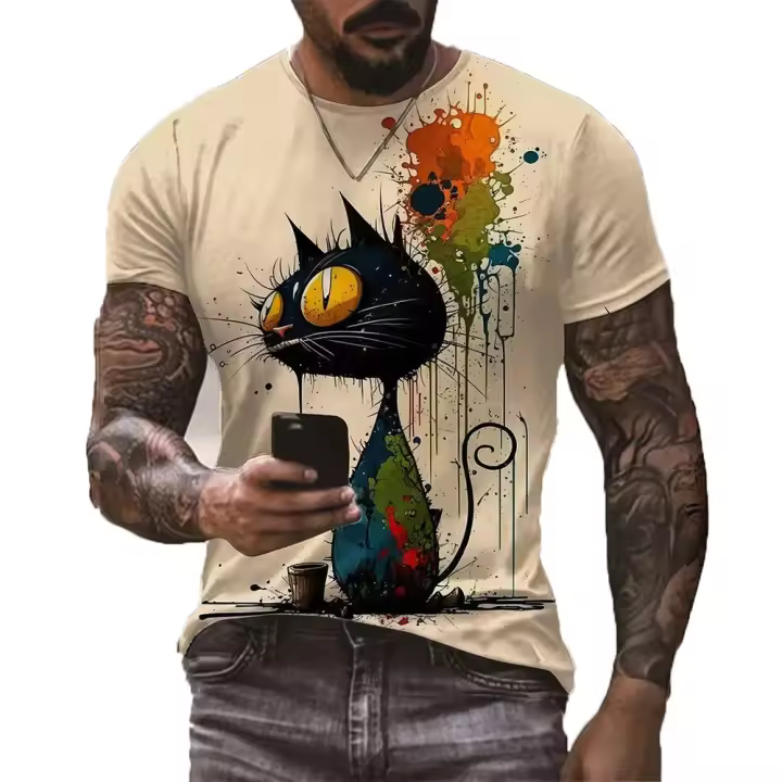 Camiseta De Verano Para Hombre Estampado Animal Divertido Camiseta De Cuello Redondo Estilo Hip Hop Ropa Casual Trend Streetwear Harajuku Talla Grande - 1