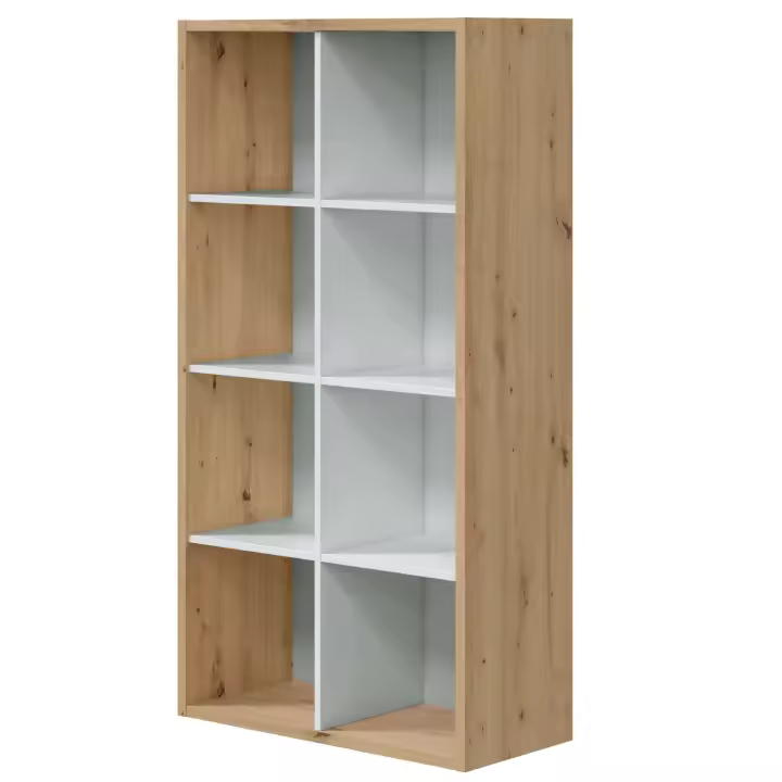 Miroytengo Estantería Noa con 8 huecos Color Roble Nodi y Blanco Artik Estilo Nórdico - 1