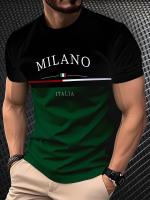 Camiseta De Verano Para Hombre 3D Imprimido Casual Retro Negro Y Verde Polyester Camiseta De Moda Y Cómoda Para La Primavera Y El Verano - details 3