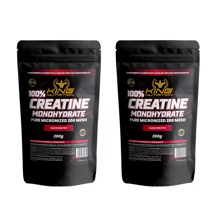 King Nutrition  2 unidades 100% Creatina Monohidrato 200gr Sin sabor 200mesh total 400gr - 1