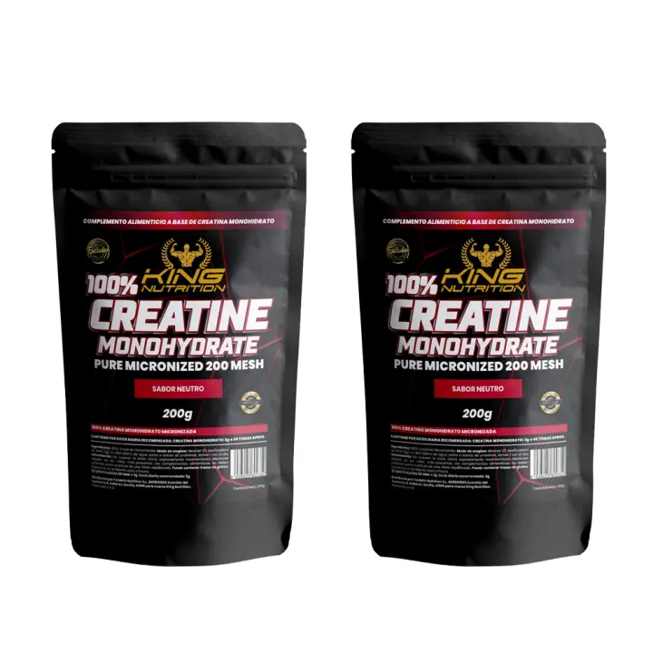 King Nutrition  2 unidades 100% Creatina Monohidrato 200gr Sin sabor 200mesh total 400gr - 1