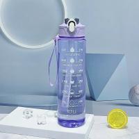 Botella Deportiva De 800ml/27oz Con Escala De Tiempo a Prueba De Fugas Para Viajes Y Fitness Plástico Resistente - details 16