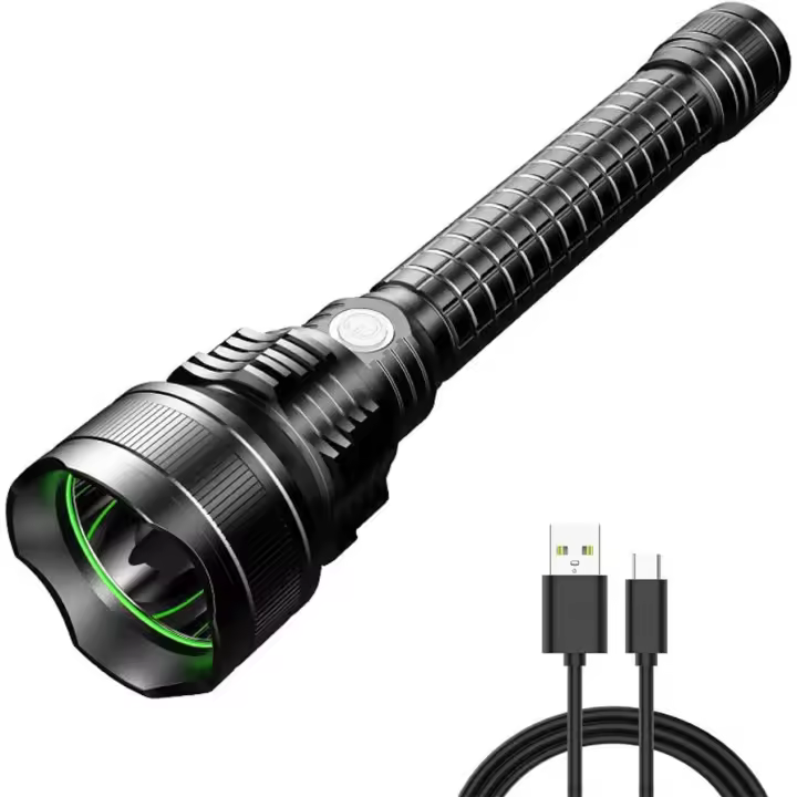 Potente linterna LED, resistente al agua, linterna recargable por USB superbrillante, Ideal para patrullar, hacer senderismo, acampar y cazar - 1