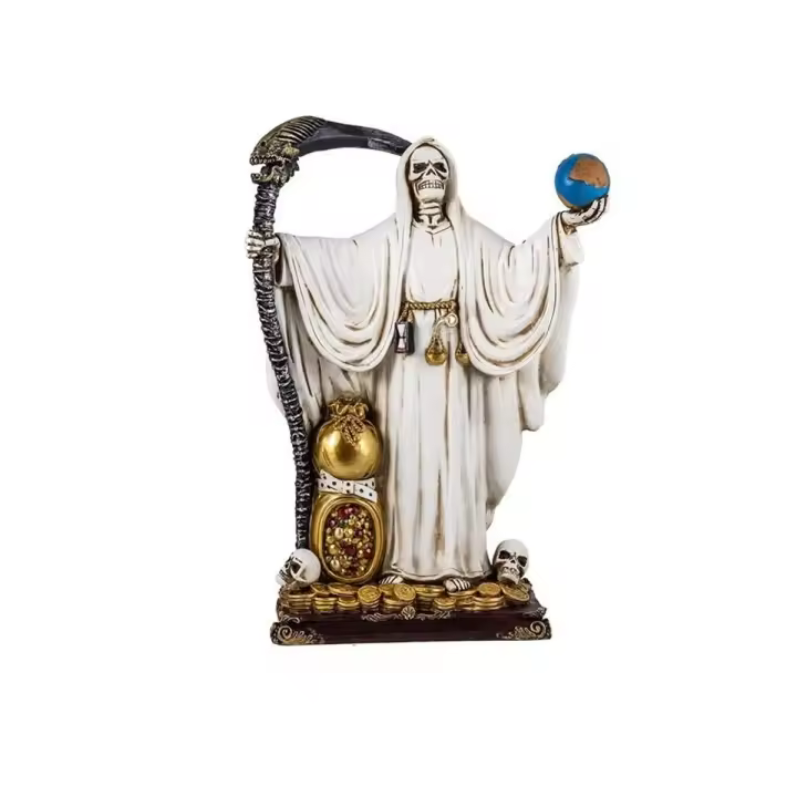 Santa Muerte Blanca figura 30 cm. imagen resina representa pureza paz y protección - 1