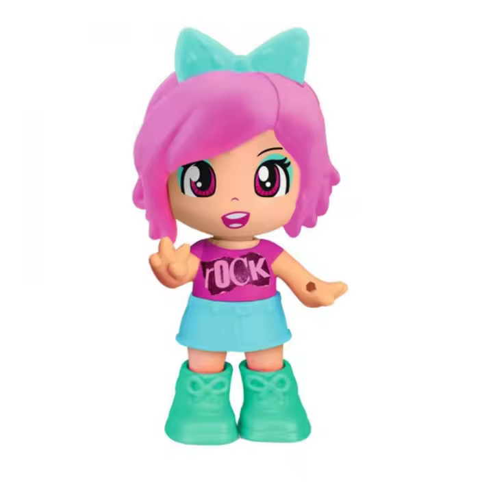 Pinypon Pelazo Estilazo Figura con pelo elástico rosa y lazo de 7 cm - 1
