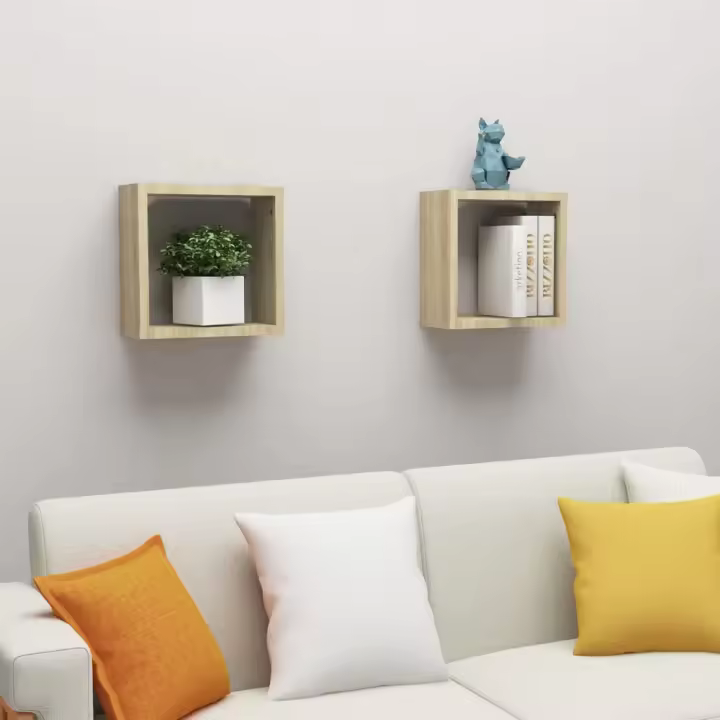 Estantes cubo de pared 2 unidades 30x15x30 cm en color Roble Sonoma/Madera antigua/Roble negro y más | práctico organizador multiusos diseño compacto funcional - 1