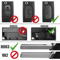 Ociodual Carcasa Llave Mando de 3 Botones Maletero CE0536 HU83 Compatible con Peugeo 206 207 306 307 308 407 Citroe C2 C3 C4 C5 - details 2