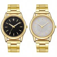 Reloj De Cuarzo De Lujo Dorado Para Parejas 2PCS Temporalidad Elegante Con Correa De Aleación Moda Casual Sin Resistencia Al Agua - details 1