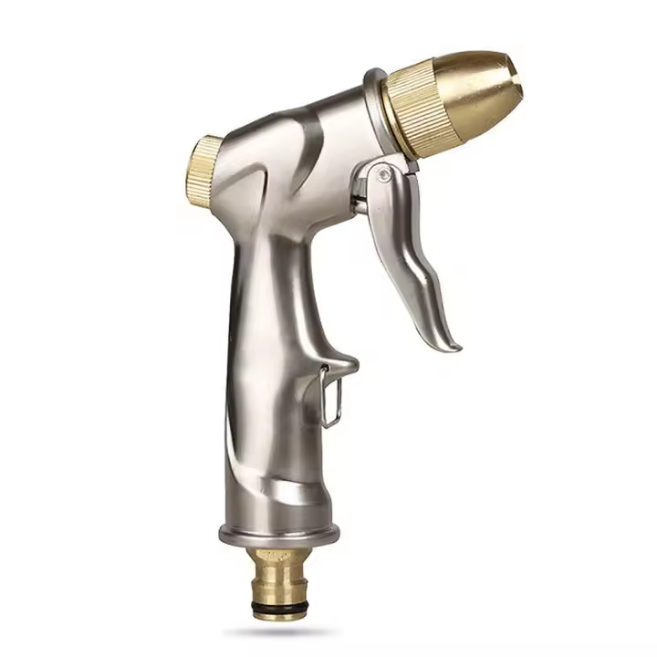 Pistola De Rociador De Jardín Metálica De Alta Presión Para Riego De Jardín Y Limpieza De Vehículos Con Control De Flujo Variable Y Patrón De Roce Suave - 1