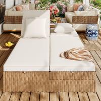 Chaise longue de Jardín Para dos personas, chaise longue de exterior de ratán, sofá de ratán, se puede utilizar Como Mueble de Jardín de exterior, adecuado para salones, balcones y Jardines, resistente a la intemperie, plegable, con los codos - details 2