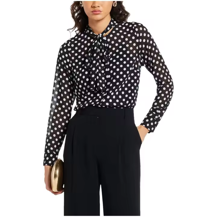 MICHAEL KORS - Camisa de Lunares con Lazo en el Cuello - 1