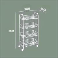 Verdulero de Metal con Ruedas & 4 Pisos - Dimensiones 86x38x26cm - Organizador Metálico de Frutas y Verduras para Cocina - Carrito de 4 Niveles para Verduras y Frutas - KARAWAN. - details 1