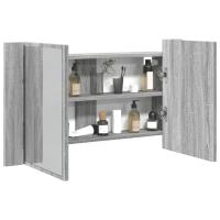 vidaXL Armario espejo de baño LED acrílico brillo 80x12x45 cm en color Blanco brillante/Negro/Roble Sonoma y más | almacenamiento funcional diseño moderno para baño dormitorio sala - details 3