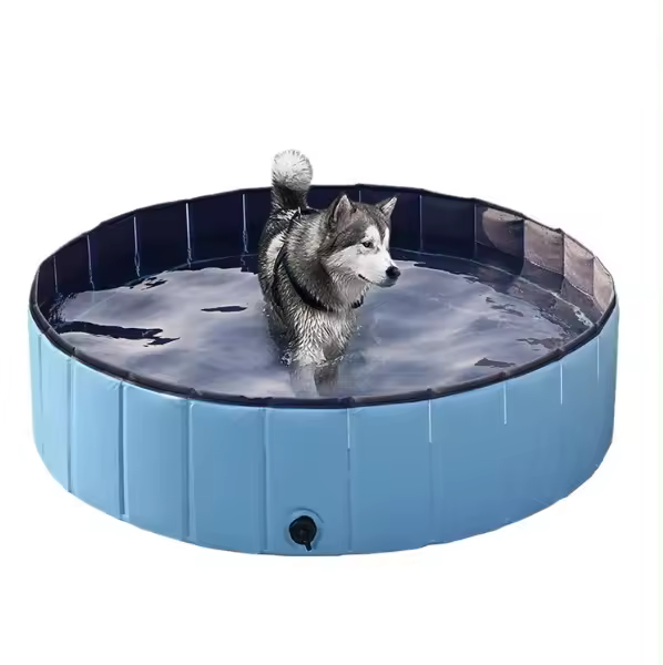 Petic - Piscina plegable para mascotas, bañera para perros, piscina plegable para interiores y exteriores con orificios de instalación y drenaje rápidos,Apto para mascotas y niños. - 1