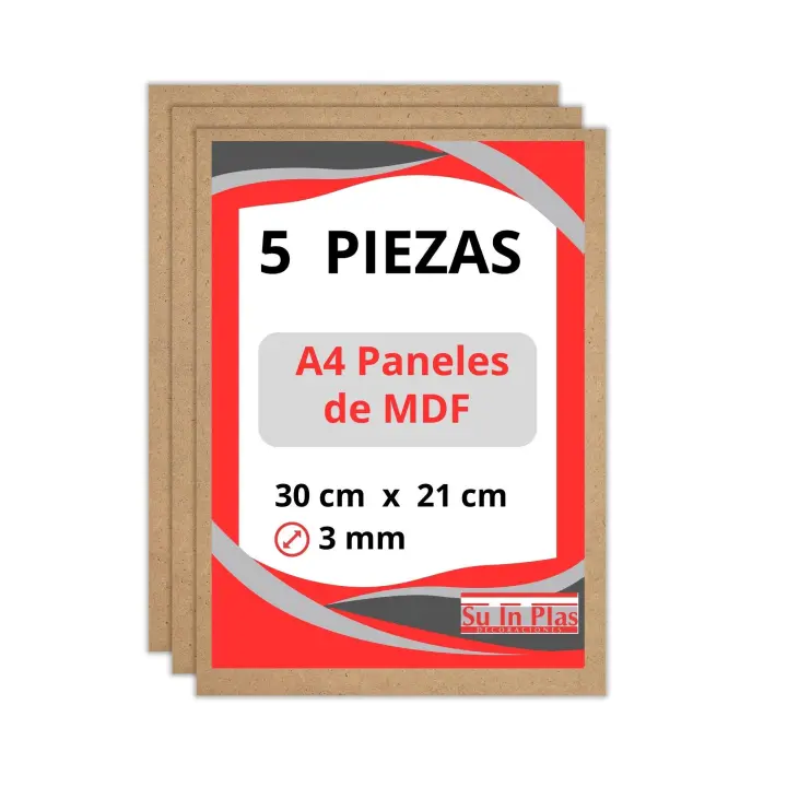 TABLERO MDF 3 mm A3 CORTE LASER, CNC, MANUALIDADES, BRICOLAGE SUINPLAS DE SUINPLAS DECORACIONES - 1