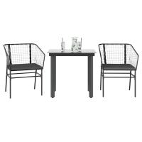vidaXL Juego de comedor jardín 3 piezas cojines ratán sintético marrón en color Marrón y blanco crema/Negro y gris oscuro | acolchados duraderos para sofás de jardín terraza exterior - details 1