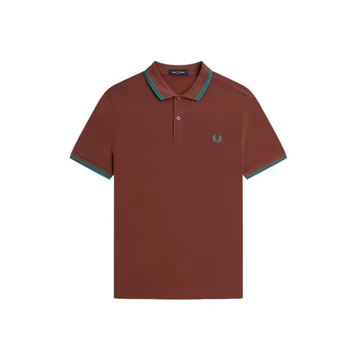 Fred Perry Slim Fit Twin Tipped Polo Whisky Brown / Deep Mint / Deep Mint - 1