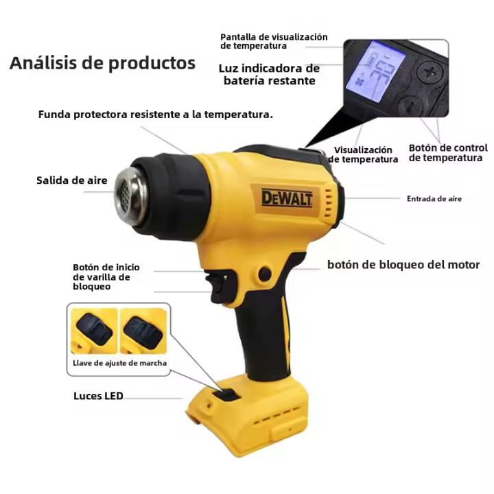 Gun Calentador Sin Cable Dewalt DCE530 300W Alta Potencia Para Soldadura Y Enrosque Térmico Herramienta Para Batería Dewalt 20V - 1