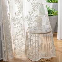Cortinas De Encaje Bordado Estilo Princesa Para Sala De Estar Comedor Dormitorio Translúcidas De Poliéster 100% Un Panel - details 0