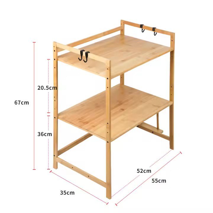 Aqrau Estante para horno microondas, estante de cocina de bambú, estante para microondas de cocina 52x30x35cm - 1