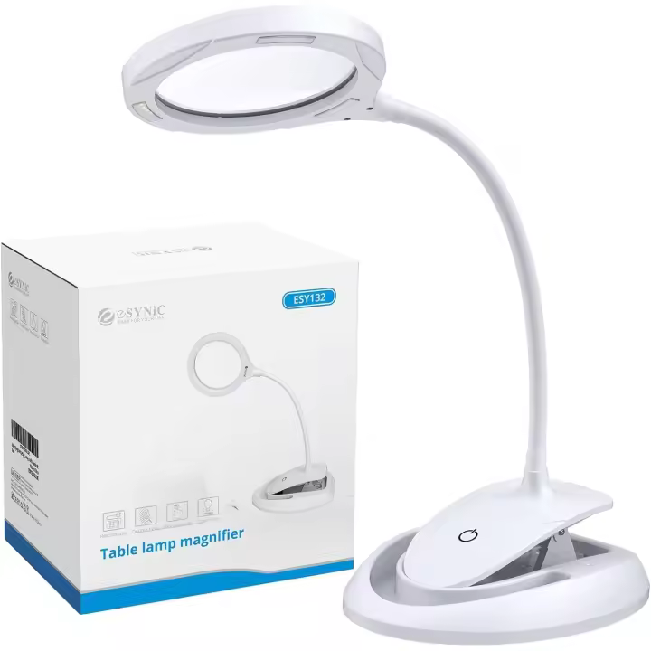 BIT Lámpara de Aumento de 5X 10X LED Recargable Lupa Lámpara con Abrazada de Metal Lente de Lupa de Vidrio Óptico Iluminado y 3 Configuraciones de Luz Ajustable para Leer, Hobbies, Manualidades - 1