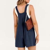Traje De Mujer Casual De Algodón Lino Suave Con Pierna Ancha Y Bolsillos Estilo Callejero Cómodo Para Verano Color Sólido - details 15