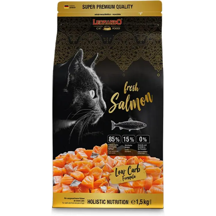 Leonardo Fresh Salmon | Alimento para Gatos | Alimento seco para Gatos con un 85% de Carne Fresca | Alimento Completo para Gatos Adultos de Todas Las Razas a Partir de 1 año de Edad - 1