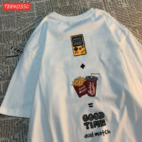 Camiseta De Algodón Transpirable Para Hombre Con Estampado De Consola De Juegos Patatas Fritas Y Cola Camiseta Casual De Verano Sin Capucha - details 7