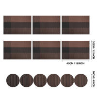 Juego De 6 Tapetes Para Mesa Con Tazas De Acompañamiento En Color Negro Tapetes De Vinilo Tejidos Cruzados Antideslizantes Lavables Para Comedor Cocina Restaurante Estilo Moderno - details 0