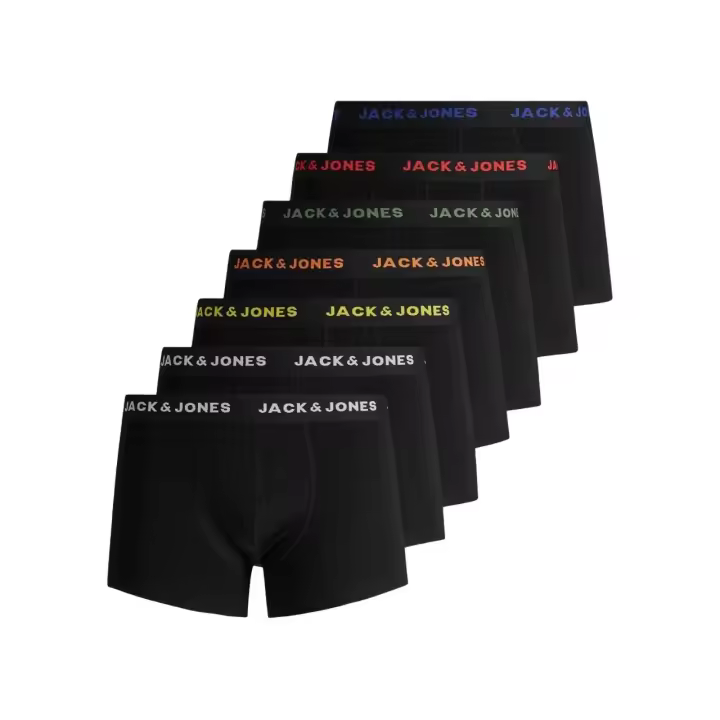 Jack & Jones Jacbasic 12165587 - Pack de 7 Bóxers de Algodón Elástico para Hombre - Negro / Multicolor - 1