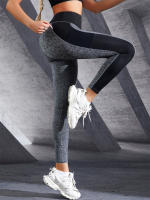 Leggings De Yoga De Cintura Alta En Malla Con Bloque De Colores Talla Grande Elásticos Suaves Para Mujer Control De Abdomen Con Bolsillos Para Ejercicio - details 1