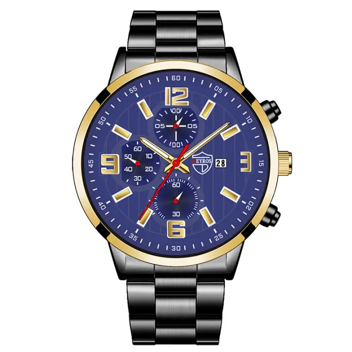 Reloj Deportivo De Moda Para Hombres Reloj De Pulsera De Acero Inoxidable Cuarzo Calendario Luminoso Cuero Casual Reloj De Mano - 1