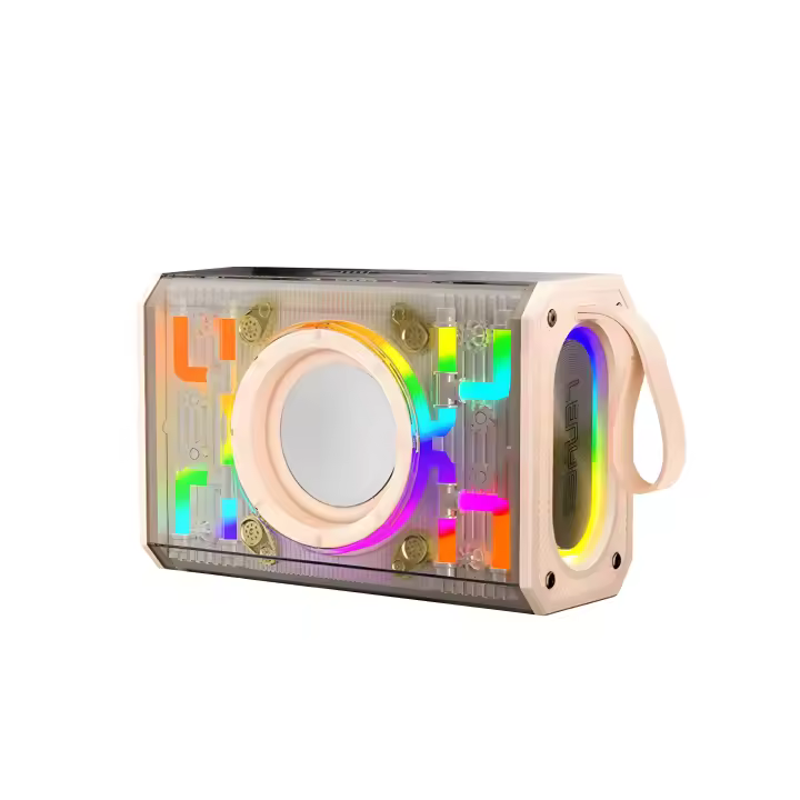 Altavoz S843 Transparente 15W Potente - Wireless Speaker con Bluetooth 5.3, Iluminación RGB LED, Función TWS, Radio FM Integrada, Batería Duradera 2400mAh, Reproducción Extendida, Carga Tipo C, Alcance 15M - 1