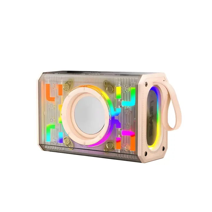 Altavoz S843 Transparente 15W Potente - Wireless Speaker con Bluetooth 5.3, Iluminación RGB LED, Función TWS, Radio FM Integrada, Batería Duradera 2400mAh, Reproducción Extendida, Carga Tipo C, Alcance 15M - 1