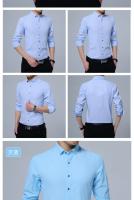 Camisa De Manga Larga Para Hombres Estilo Coreano Negocios Slim Fit Color Sólido Algodón Delgado Para Primavera Otoño - details 15
