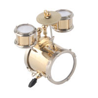 Miniatura De Batería De Metal En Bronce Adorno Musical Instrumento Ornamento Replicado Para Escritorio Caja De Regalo Incluida - details 4