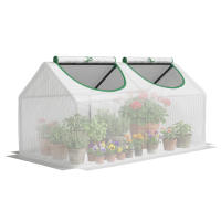 Outsunny Invernadero de Exterior 120x60x60 cm Invernadero de Jardín con 2 Ventanas Enrollables Cubierta de PE 140g/㎡ y Marco de Acero Impermeable Anti-UV para Cultivo de Plantas Verduras Translúcido - details 0