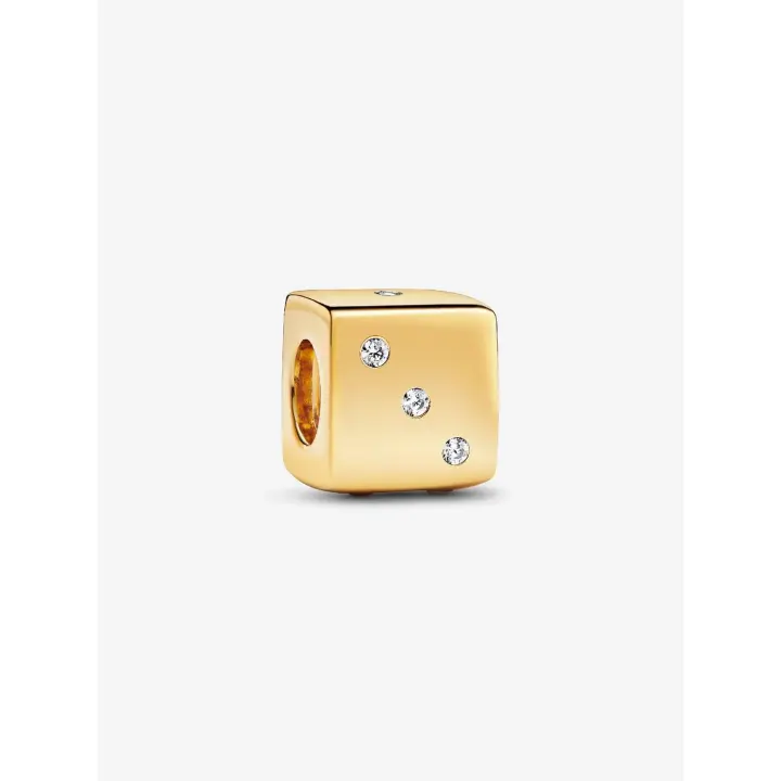Pandora - Charm de dados Brillantes-Baño de Oro de 14K - 1