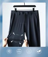 Pantalones Casuales Ultrafinos Para Hombre Verano Algodón De Seda Con Elasticidad Alta Secado Rápido Pantalones Rectos Negocios Estilo Coreano - details 3