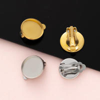 10pcs Base De Pendientes Con Clip En Acero Inoxidable Para Cabochón De Vidrio DIY Suministros De Joyería Ajuste round Flat Back Tray - details 1